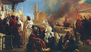 الامير عبد القادر مع اعيان ومشايخ الميدان يحاولون حماية المسيحيين في الميدان بفتنة 1860