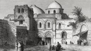 رسم لكنيسة القيامة في القدس في القرن التاسع عشر