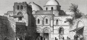 رسم لكنيسة القيامة في القدس في القرن التاسع عشر