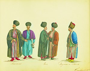 رسمة تُصور مجموعة من الترجمان الأرمن والإغريق بريشة أوغست دي هينكشتاين.