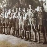 الثاني في النسق...بعد القائد الاستاذ جوردان قائد فرقة مدرسة الآسية الكشفية... الصورة في باحة مدرسة الآسية في استعراض كشفي مدرسي الصورة عام 1930